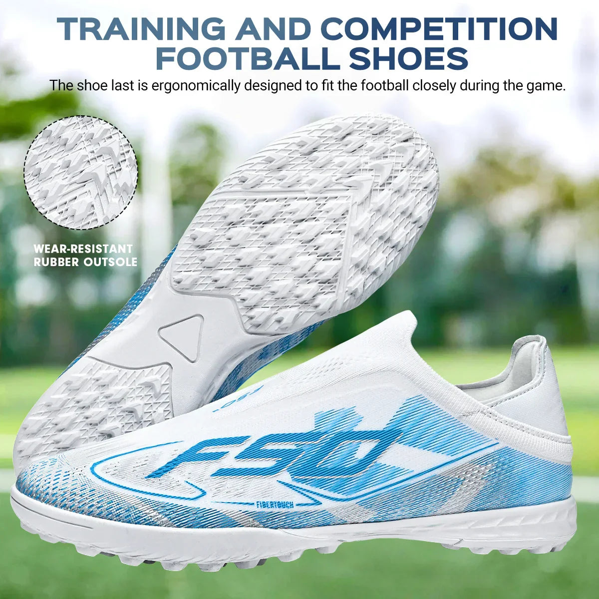 Professional Training TF Soccer Shoes for Men Women Kids PU+Fabric Breathable Wear-Resistant Rubber Sole