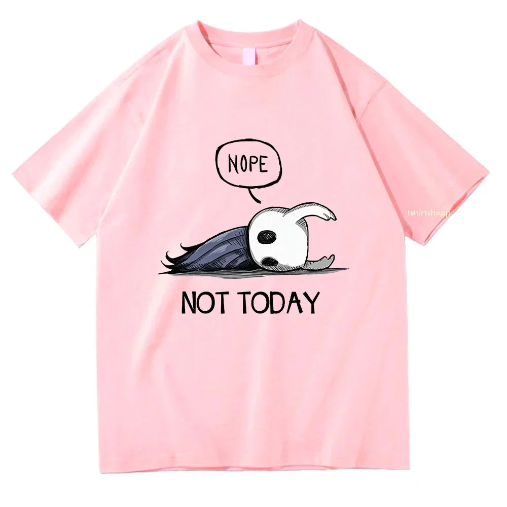 No not today. T-shirt anime Hollow Knight men Harajuku Aesthetic short-sleeved top 100% cotton T-shirt retro streetwear