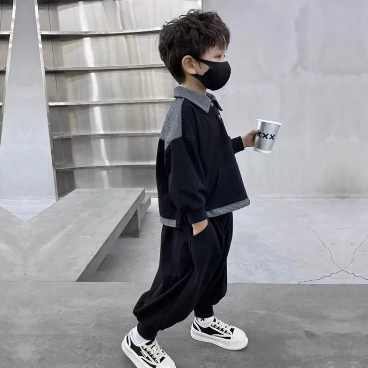 Sweatshirt Set Boys Outfit Kids Sets for Boy Autumn Winter Wear Children's Top Bottom Clothes Elementary Student Men's Korean