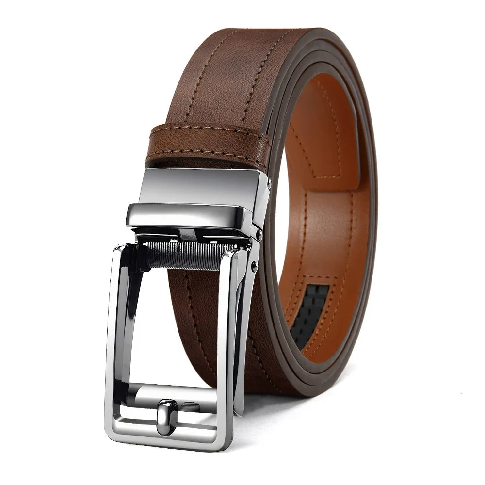 Men's Fashionable Leather Belt Men's High-quality Leather Belt Business Automatic Buckle Ratchet Belt Randomly Adjustable