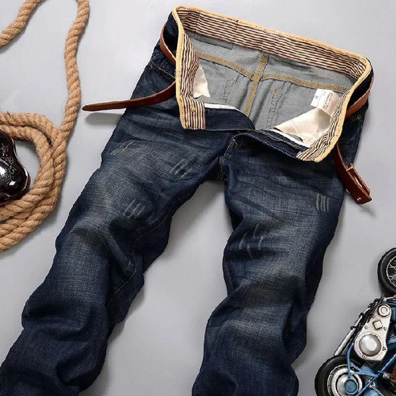 2026 New Men's Jean Spring Autumn Straight Trendy Pants Casual Denim Trousers Men Classic slim Stretch Jeans Fashion