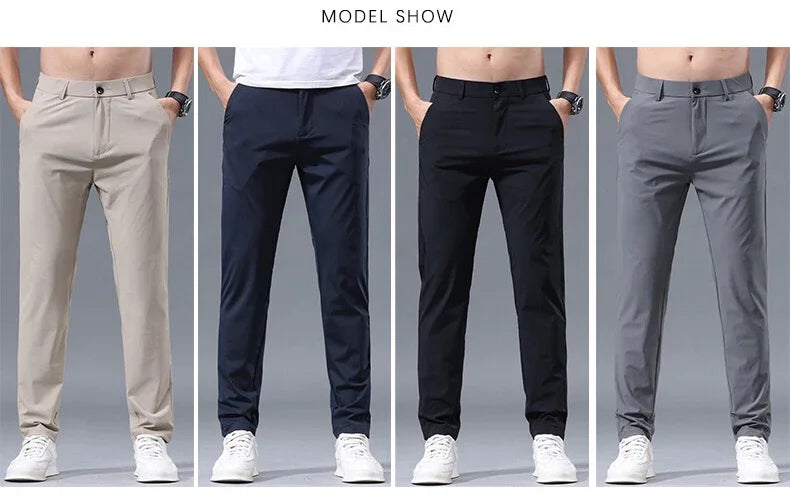Summer New Stretch Soft Suit Pants Men Thin Fashion Business Elastic Waist Korean Slim Brand Clothes Casual Formal Trousers Male