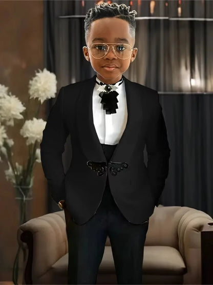 Chic Boys Slim Fit Suits 3 Pieces Piano Performance Wear Premium Handsome Kids Suit Set Wedding Party Wear 2-20 Tuxedo
