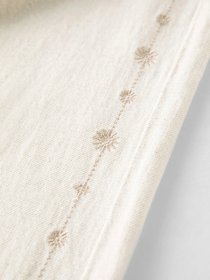 2024 Summer Women's White Linen Blend Embroidered Straight Leg Jeans - Elegant Casual Trousers for Daily and Summer Wear