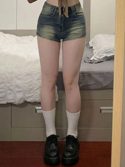 Summer Women Korean Retro Sexy Thin Hot Denim Shorts Jeans Lady Mini Pants Girls Tight Elastic High Street Ultra Short Jeans