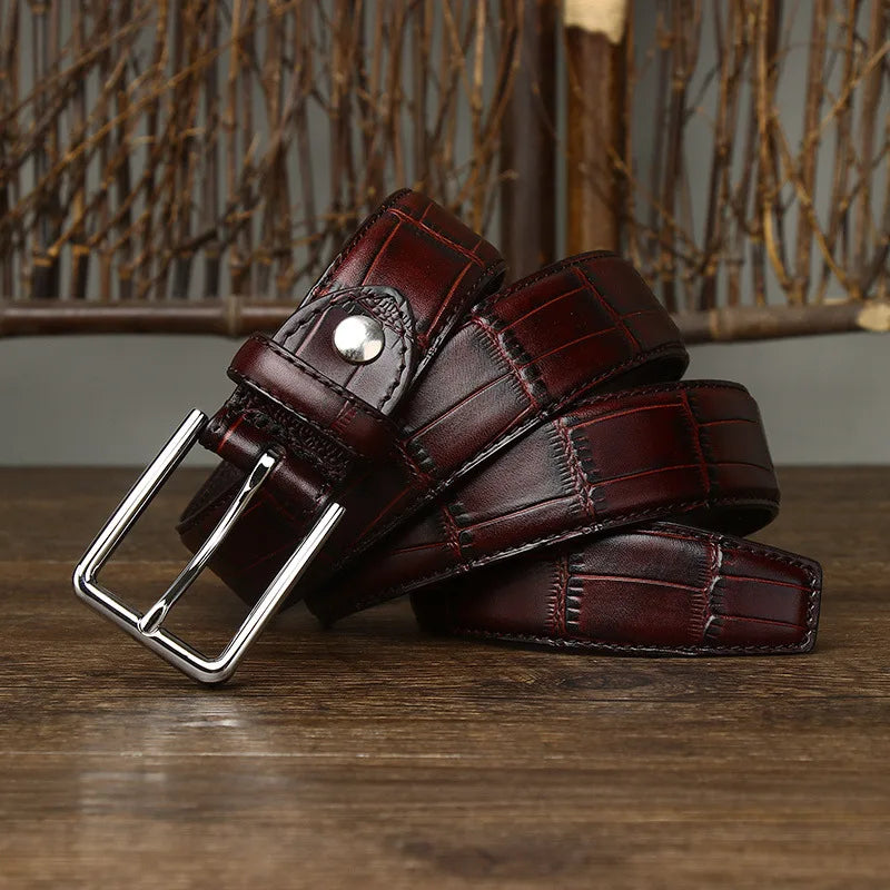 3.5CM Pure Cowhide High Quality Genuine Leather Belts for Men Strap Male Pin Buckle Business Suit West Belt Jeans Cowboy Cintos