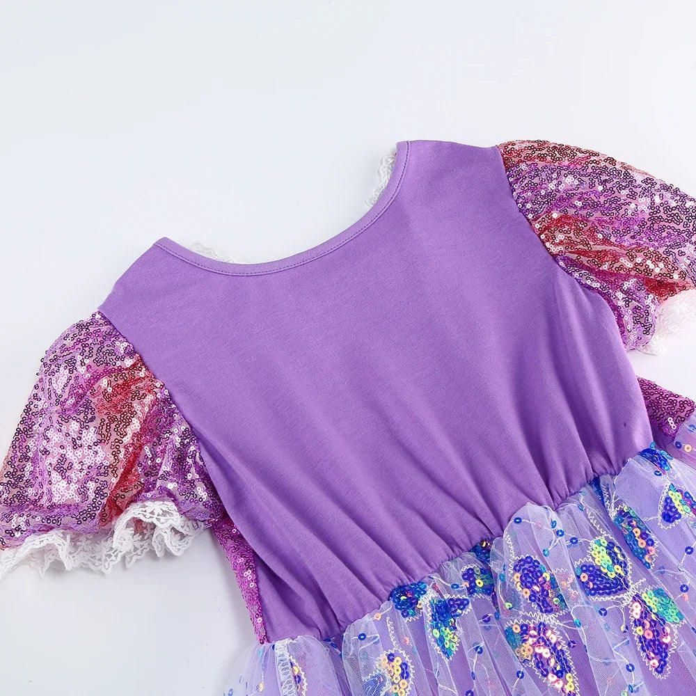 2026 Glowing Rapunzel Costume Girl LED Princess Ball Gown Christmas Light up Tangled Rapunzel Frock Toddler Girl Cosplay Dress