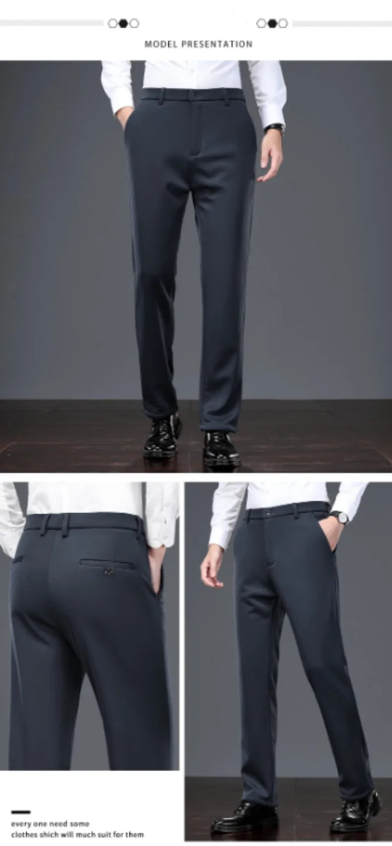 Mid Age Mens Pants Winter Thermal Dress Trousers Thick Warm Business Casual Office Wear Elastic Waistband Plus Size
