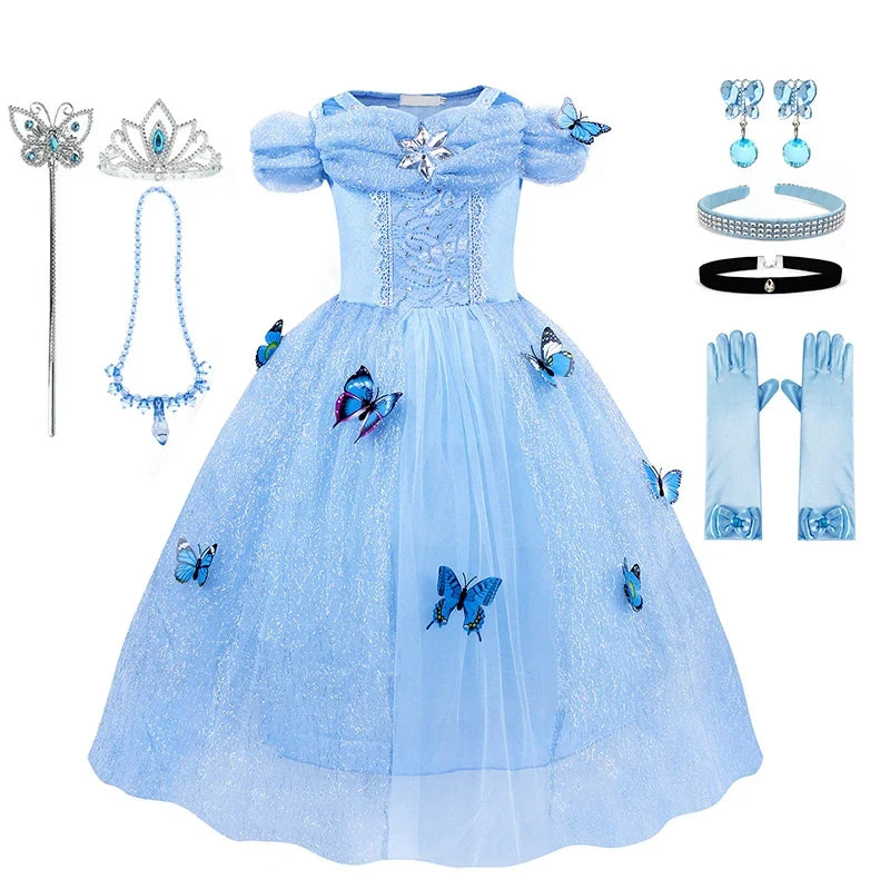 Kids Girls Cosplay Costume Children Summer Pageant Fantasy Cinderella Carnival Clothes Princess Birthday Dress 2-10 Yrs Clothes