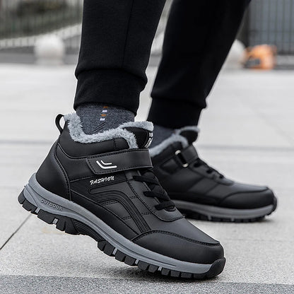 Winter Boots for Men New Waterproof PU Leather Warm Snow Ankle Boots Outdoor Warm plush Non-slip Work High-top Casual Shoes