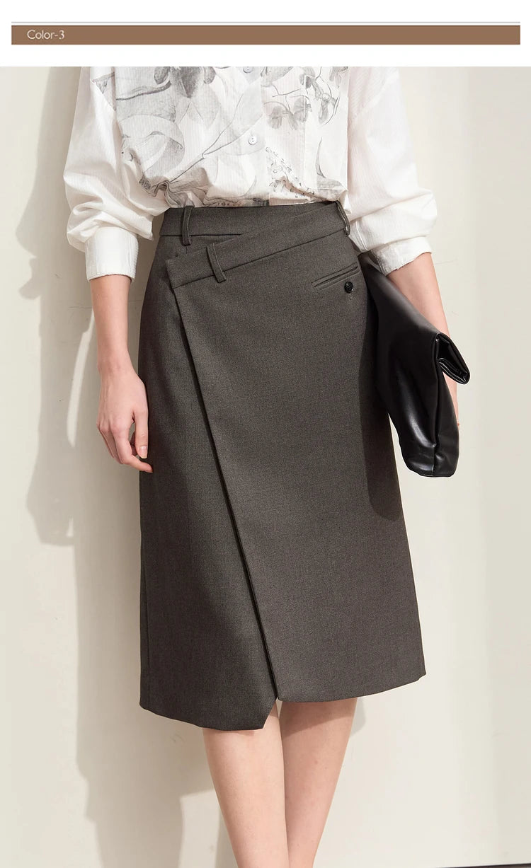 Minimalism 2024 Autumn Skirts for Women New Commuter Intellectual One-piece Wrap A-line Solid Slim Blazer Skirt 12443019
