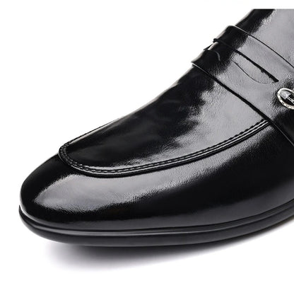 2026 Spring New Men's Glossy Leather Loafers Slip-On Business Casual Dress Shoes Male Non-slip Formal Office Shoes for Man
