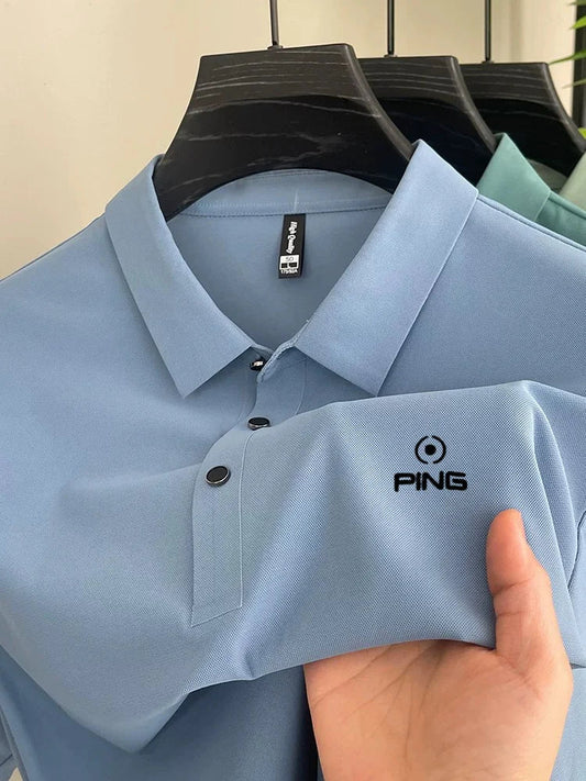 Summer polo shirt fashionable printed short sleeved men's top high-end brand casual and comfortable solid color lapel T-shirt