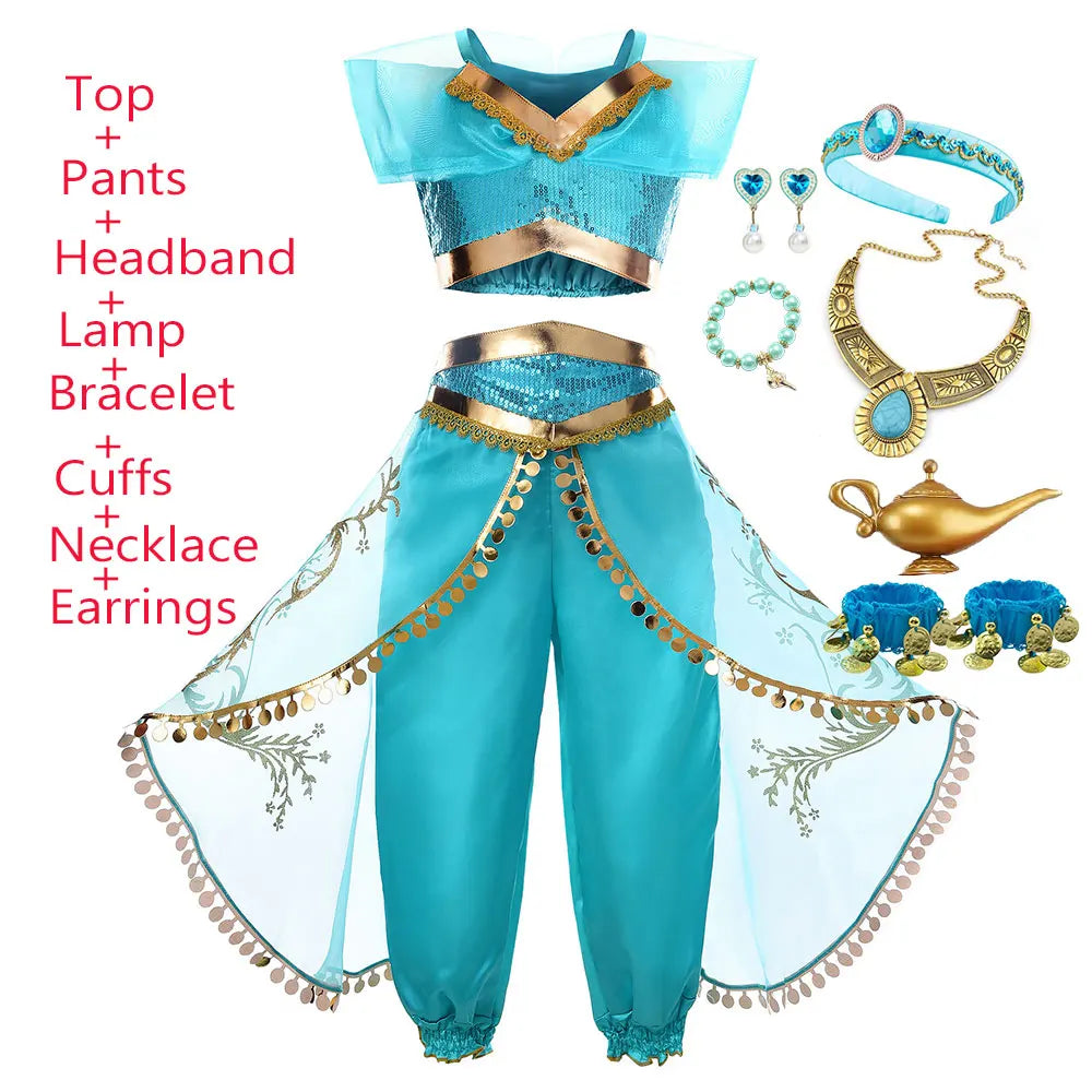 2026 Venice Carnival Rio Canaval Costume Play Jasmine Princess Dress up Girls Birthday Party Fancy Aladdin Role Playing Apparel