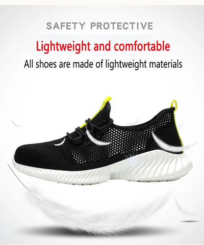 summer work shoes with protection breathable Lightweight safety shoes with iron toe anti-stab anti-slip working summer shoes