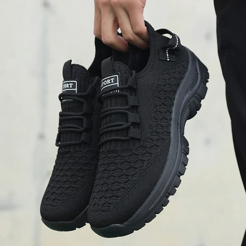 Men's Bright Yellow Outdoor Sneakers Breathable Mesh Construction Shock Absorbing Sports Shoes Stylish Trendy Adventure Footwear