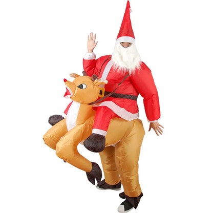 Christmas Funny Inflatable Costumes Gingerbread Man Santa Claus Elk Snowman Tree Penguin Adult Kid Halloween Carnival Party