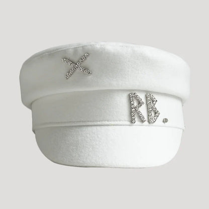New Women Hats Crystal baker boy hat Wool Newsboy Caps Female Flat Militray Caps Visor S-XL