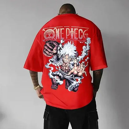 ONE PIECE Japanese Anime Men's T-shirt Monkey D. Luffy Summer Cotton Boy Children's Parent-child Clothing Harajuku Short Sleeve