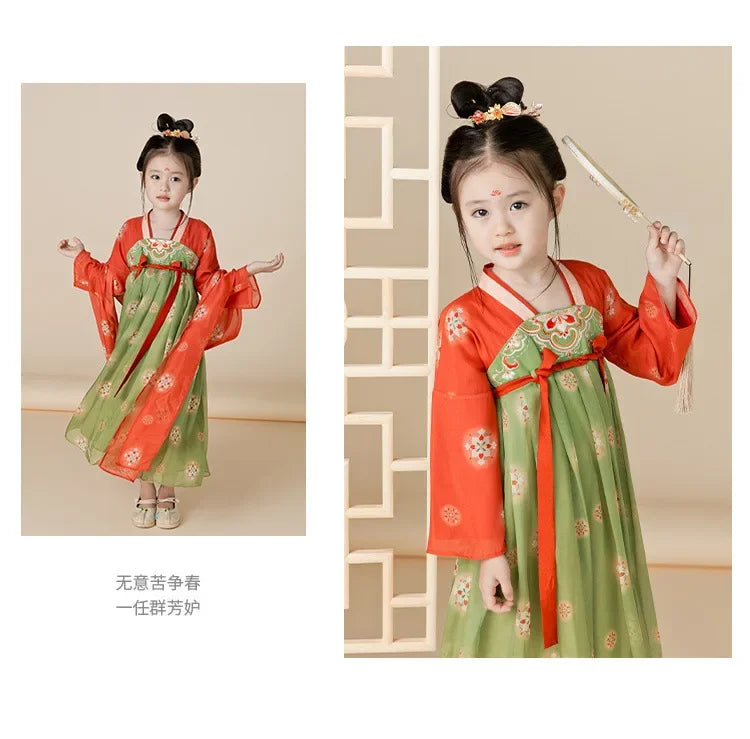 Girl Modern Hanfu Chinese Style Dress Halloween Fairy Kids Clothes Vestidos Traditional Cosplay Children Costume Girls Dresses