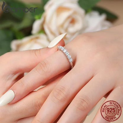 Moissanite Ring Lace Band 925 Sterling Silver Half Eternity Stackable Ring D Color for Women Engagement Retro Gift
