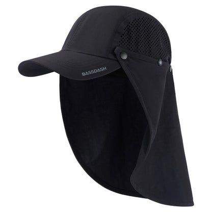 UPF 50+ Foldable Fishing Hat Baseball Cap with Removable Neck Flap Portable for Men Women Golf Hiking