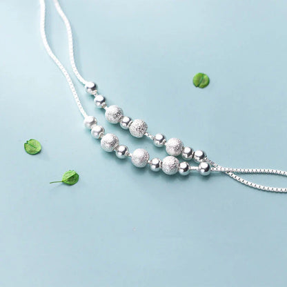 Fashion Double Box Chain for Women Frosted Ball and Light Beads Sterling Silver 925 Bracelet Fine Jewelry 2020 Design