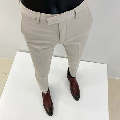 2025 Spring and Summer New Men's Casual Business Dress Pants Fashion Social Solid Wedding Party Suit Pants Slim Fit Suit Pants