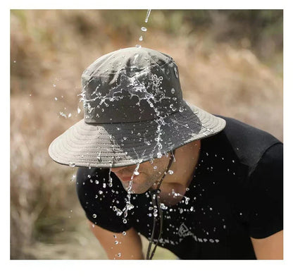 Waterproof Fisherman Hat Outdoor Summer Sun Anti UV Protection Breathable Mesh Camping Hiking Mountaineering Caps Mens Women