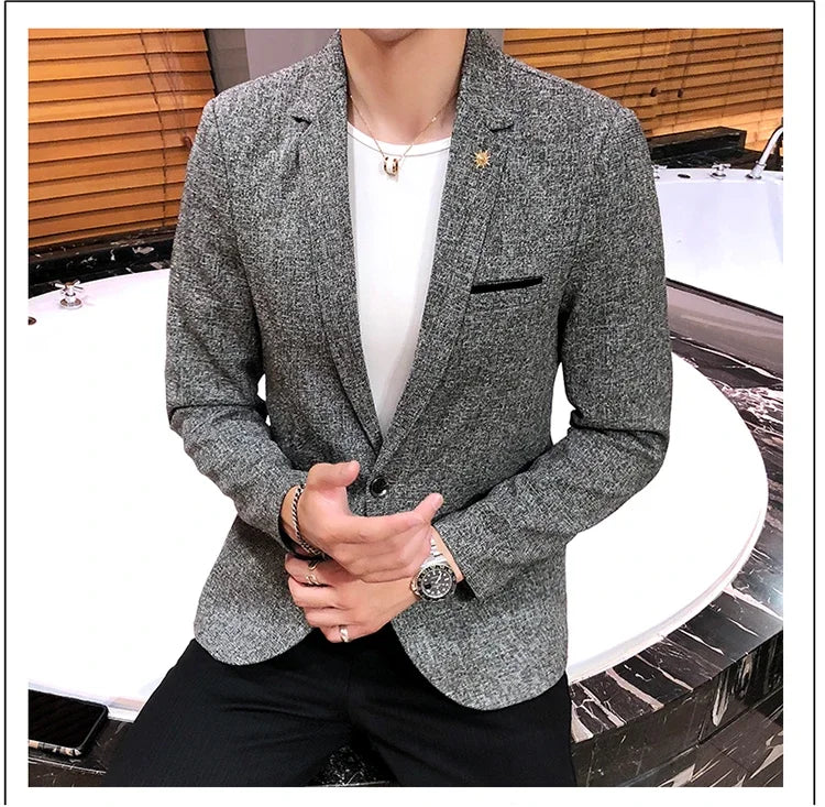 New Boutique Men's Solid Color British Style Fashion Casual Business Job Interview Gentleman Party Best Man Dress Suit