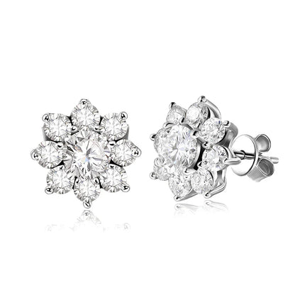 D VVS1 All Moissnaite Diamond Earring for Women 925 Sterling Sliver Plated 18k white gold Stud Ear Wedding Fine Jewelry