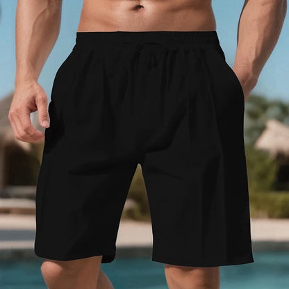 Men Light Blue Quick Dry Beach Shorts Elastic Drawstring Waist Loose Fit Knee Length Swim Trunks Lightweight Breathable Casual Vacation Board Shorts With Side Pockets