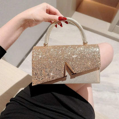 Gold Sequin Evening Bag Women Elegant Fashion Banquet Clutch Chain Shoulder Bags Luxury Purse Female Wedding Party Handbags