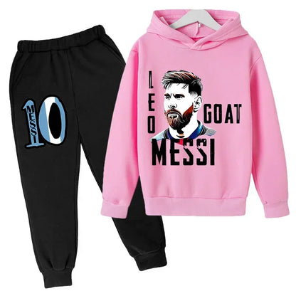Spring Autumn Children's Hoodie Set Messi Avatar Printed Sportswear Hoodie Pants Suit 2-piece Set Boy Girl Kid Clothes Tracksuit