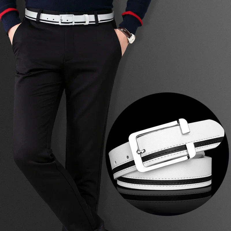 Luxury Brand Belts for Men &Women Unisex Fashion Shiny White Design pin Buckle High Quality Waist Leather Belts ceinture homme