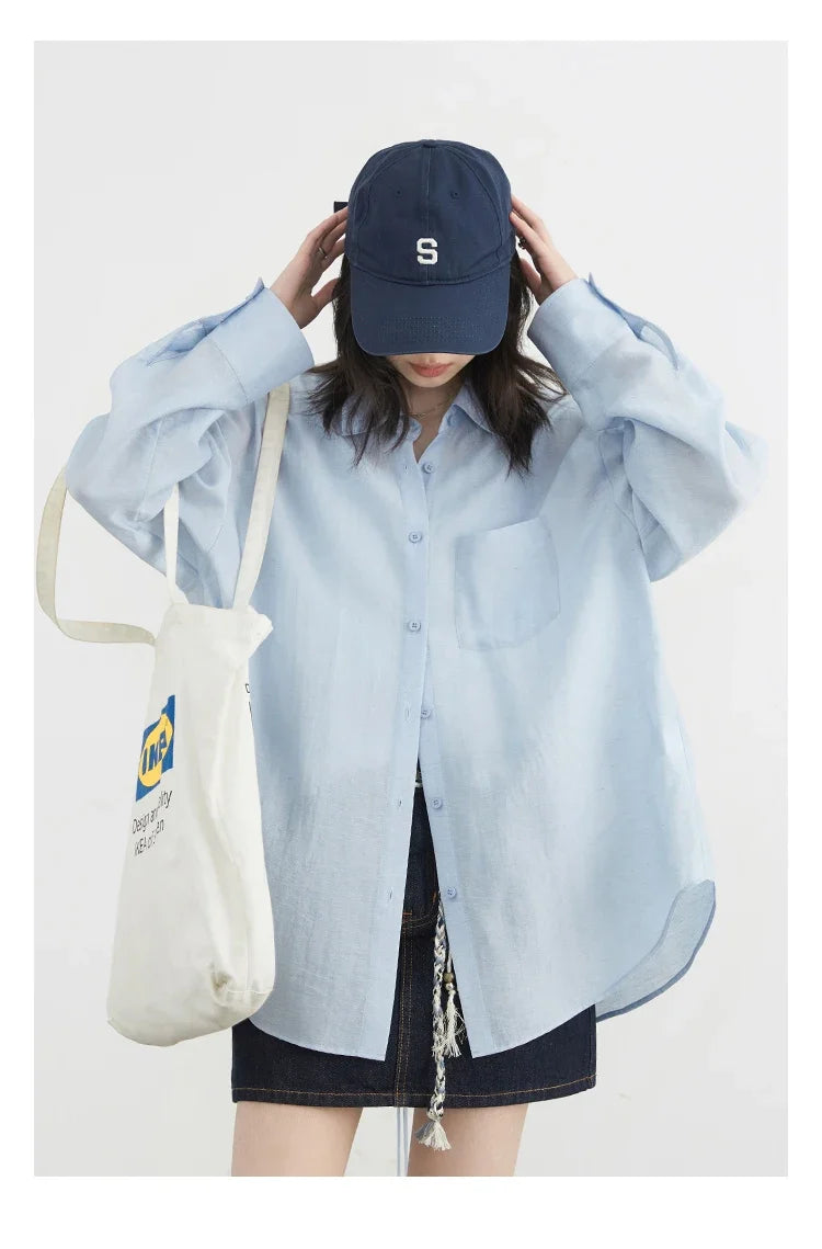 Women Long Sleeve Shirts Solid Loose Casual New Style Design Back Hollow Out Shirt Female Blouse Spring Summer 2026