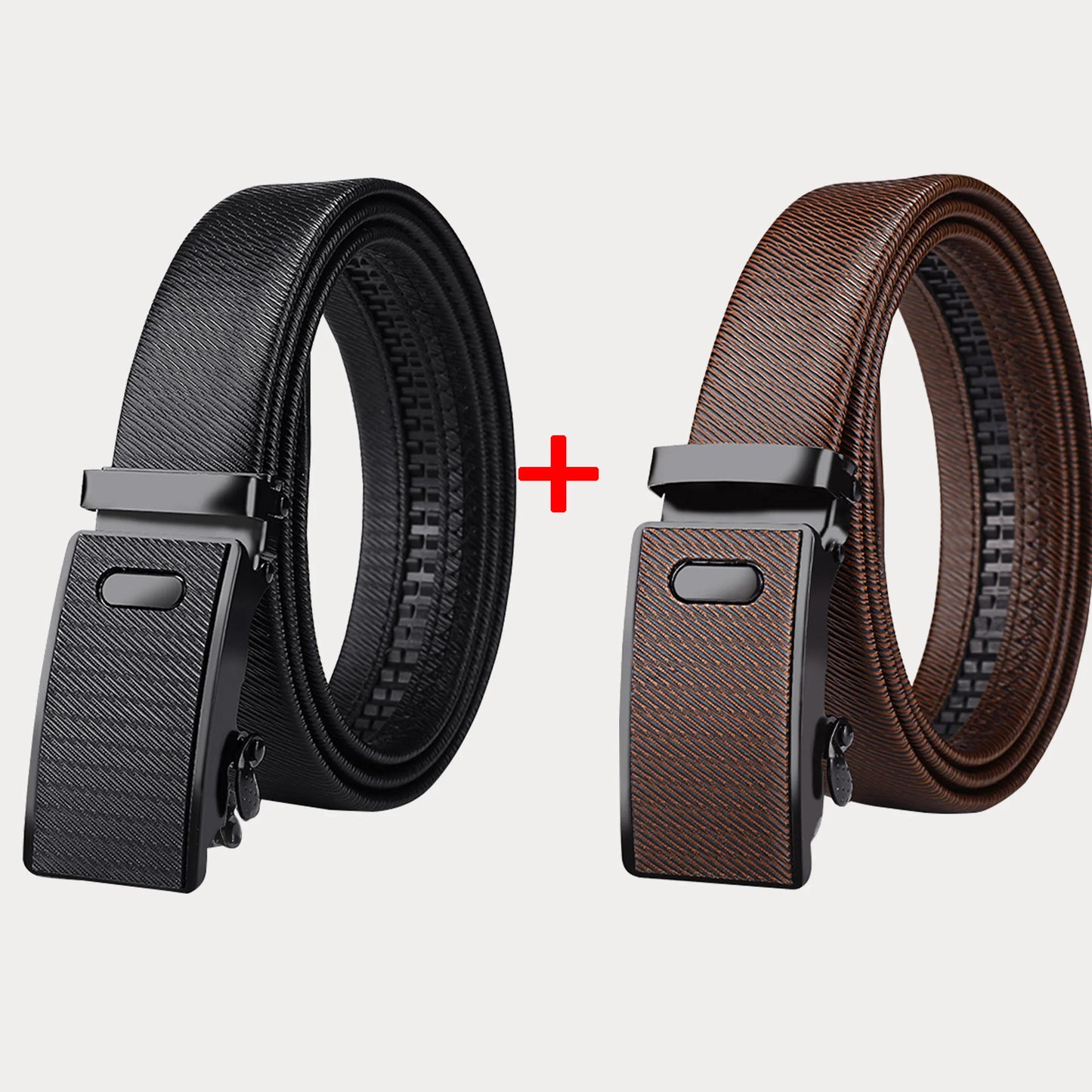 Two Pack New Men's Belt Automatic Buckle Waist Belt Korean Version Trendy Casual Versatile Middle-Aged Youth Business Pants Belt