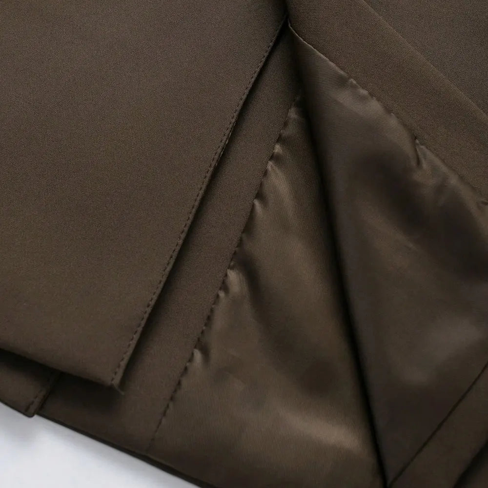 Women's Double-Breasted Solid Color Blazer Coat Long Sleeve Office Wear for Spring Autumn Winter Old Money Style
