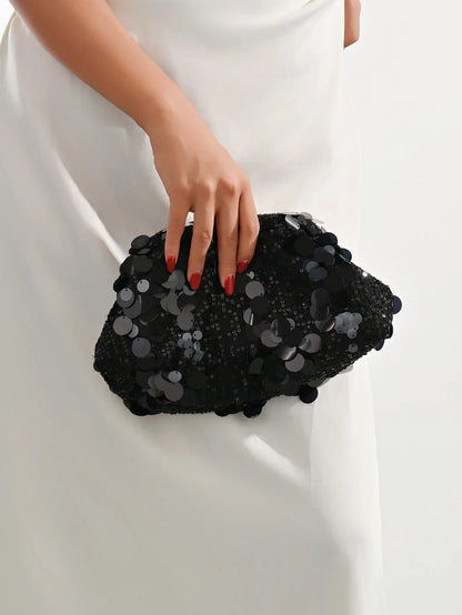 Dinner bag Fashion sequin messenger bag Women's simple handbag, large sequin clutch bag Versatile chain shoulder messeng  bag