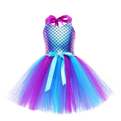 Mermaid Dress Girls Kids Cosplay Dresses Princess Costume Perform Clothes Birthday Party Halloween Clothing