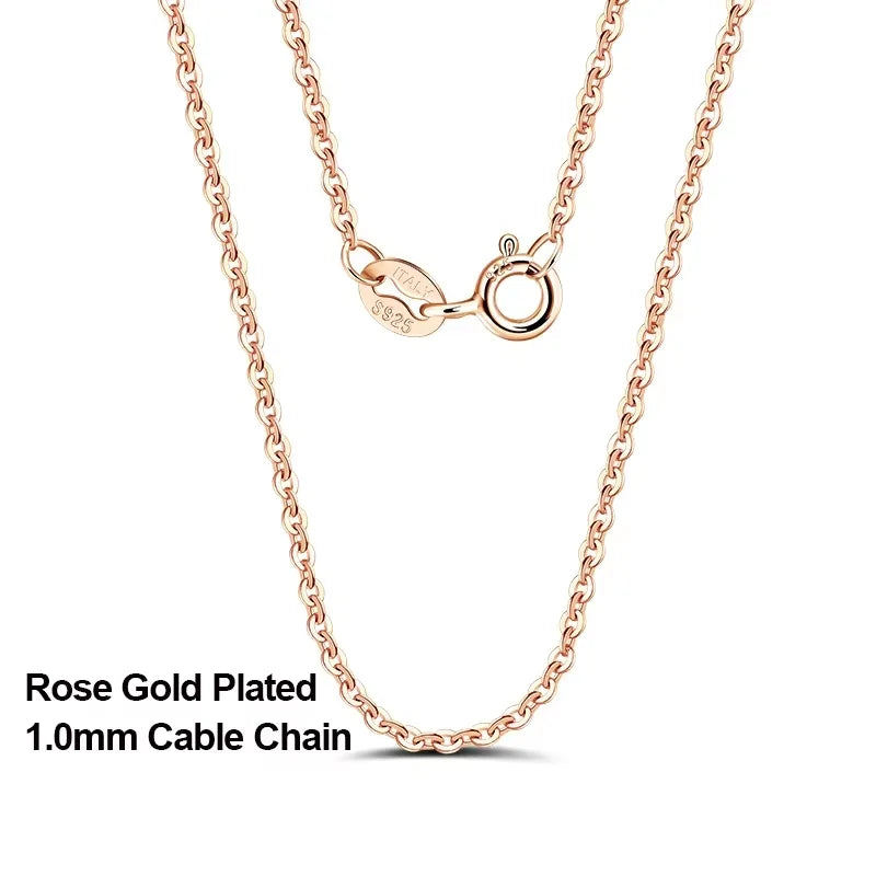 18K Gold 925 Sterling Silver Fashion Cable Link Chains Necklace for Women Thin Neck Chain Accessories Jewelry SC06