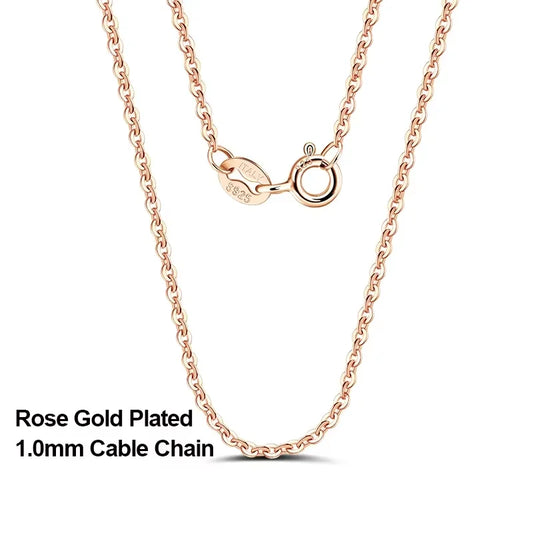 18K Gold 925 Sterling Silver Fashion Cable Link Chains Necklace for Women Thin Neck Chain Accessories Jewelry SC06