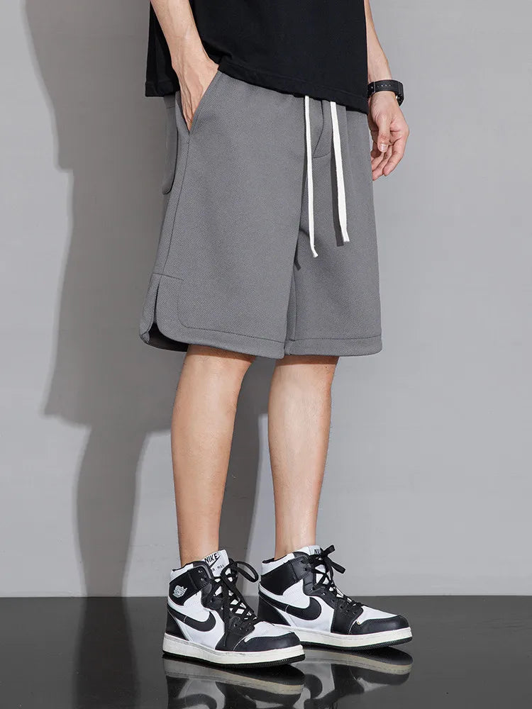 Summer Men's Sport Shorts Knee-Length Straight Loose Short Pants Streetwear Drawstring Knitted Sweat Casual Shorts Big Size 8XL