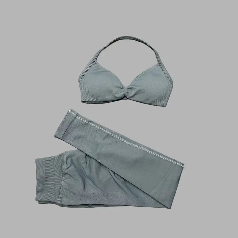 2 Pcs Seamless Yoga Sports Set for Women Resistant Backless Bra Pilates Fitness Workout Running Leggings Gym Suit