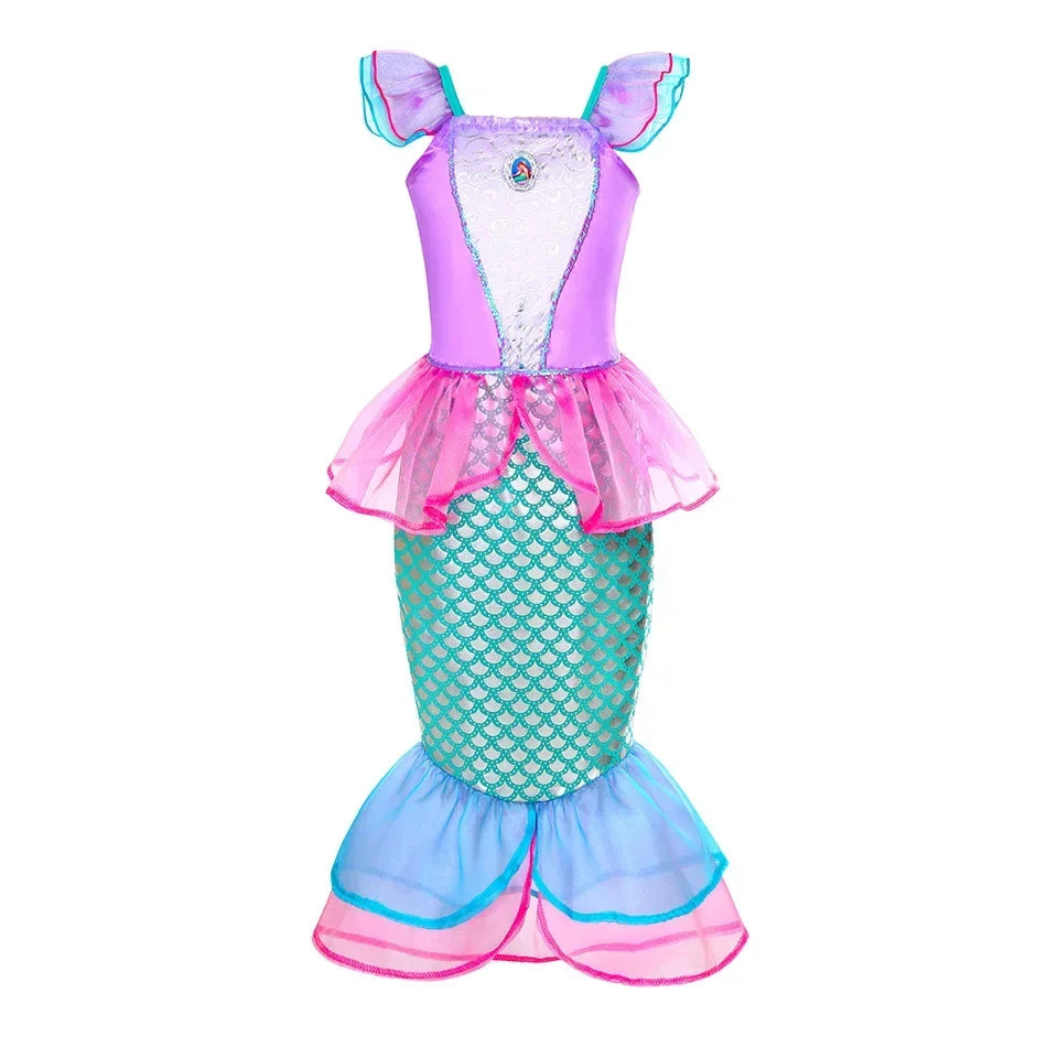Girls Princess Dress Kids Disney Elsa Anna Snow White Aurora Sofia Rapunzel Cinderella Halloween Costume Children Birthday Party