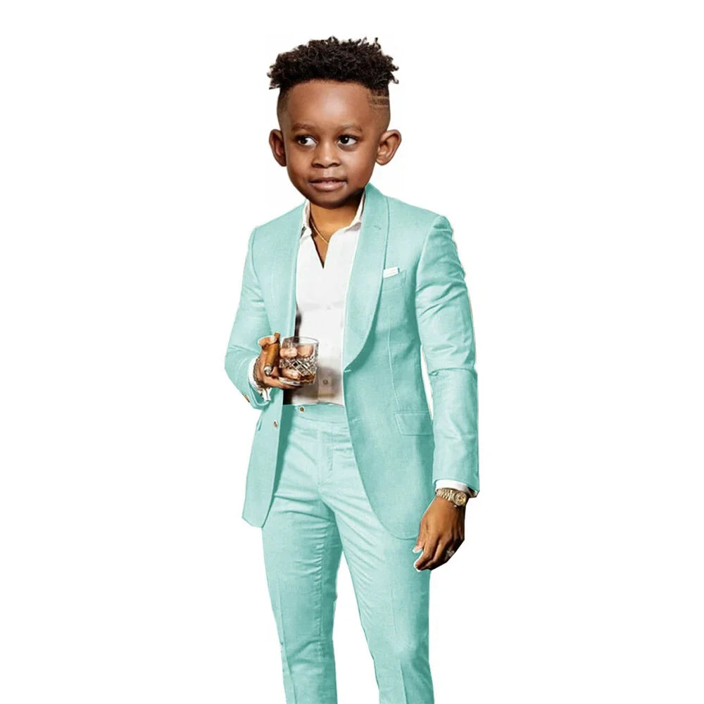 Many Colors Boys Regular Fit Suit Set 2 Pieces Jacket Pants Formal Banquet Outfit Handsome Comfortable Wedding Tuxedo For Kids