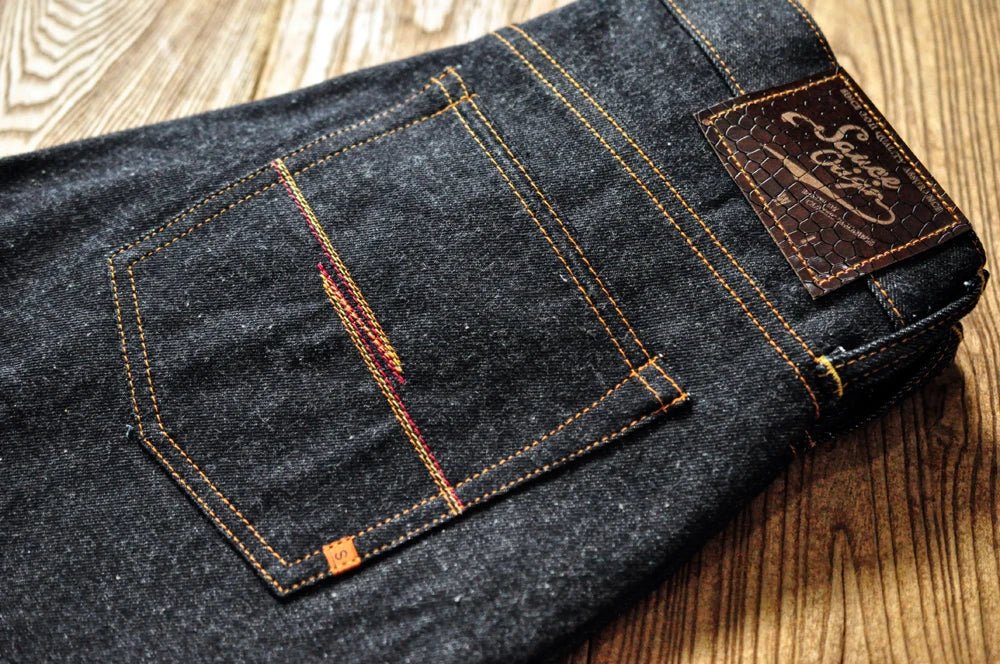 Mens Jeans Boxing Selvedge Denim Jeans Color Cotton Jeans for Men Silver Buttons Taper Fit  12.5 Oz
