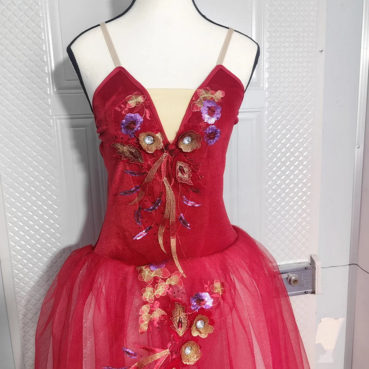 Long Ballet Tutu Skirts Flower Lace Dress Performance Costumes Princess Dance Practice Romantic Dress
