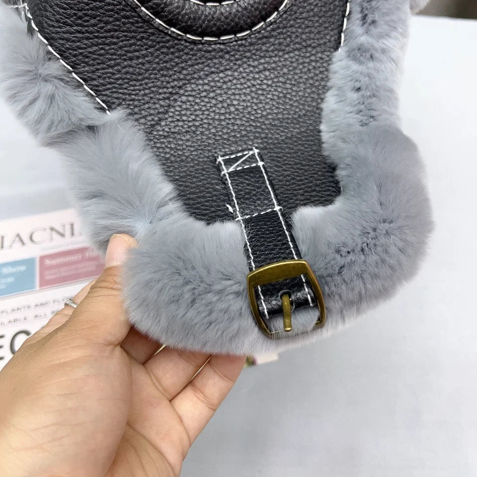 Domo Ushanka Fur Hat Winter Adult Keep Warm Cap Bomber Hats For Women Rex Rabbit Fur Hat With Ear Recommend Winter Sales