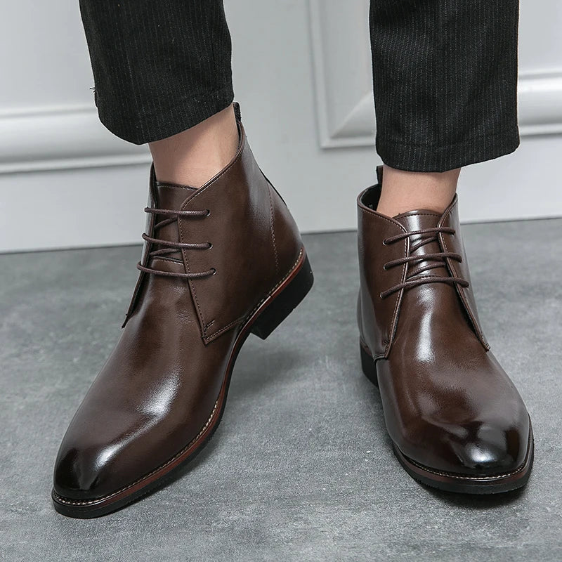 Mayba Pointed Leather Shoes Men Casual Shoes Ankle Boots Size 38-48